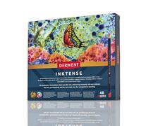 Derwent Inktense Permanent Watercolour Pencils, Set of 48 in a Wooden Gift Box, 4mm Premium Core, Water-Soluble, Ideal for Colouring, Painting and
