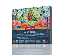 Derwent Inktense Permanent Watercolour Pencils, Set of 48 in a Wooden Gift Box, 4mm Premium Core, Water-Soluble, Ideal for Colouring, Painting and Crafting, Professional Quality (2300151)