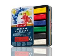 Derwent Inktense XL Blocks – Tin of 6, 60mm Extra-Large, Water-Soluble, Professional Quality