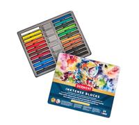 Derwent Inktense Water-Soluble Colouring Blocks for Art & Craft, Tin of 24 | Water-soluble block that dries permanently to use on paper, fabric, ceramic and wood for colouring, painting and crafting