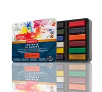 Derwent Inktense XL Blocks 12 Tin, Set of 12, 60mm Extra-Large Block, Water-soluble, Ideal for Sketching, Drawing and Expressive Mark Making,