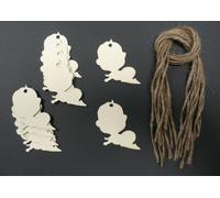 Derwent Laser Crafts Baby Shaped Wooden 70mm Gift Tags/Price Tags Pack of 10 shapes