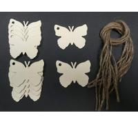 Derwent Laser Crafts Butterfly Shaped Wooden 90mm Gift Tags/Price Tags Pack of 10 shapes
