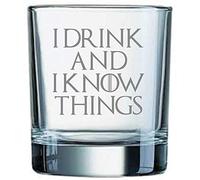 Derwent Laser Crafts Ltd. I Drink and I Know Things Game of Thrones Inspired Whiskey Tumbler Glass - Laser Engraved - 8.5cm Height x 7cm Width