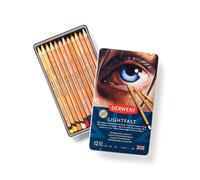 Derwent Lightfast Pencils Set Of 12 In Tin, 4mm Round Core, Premium Core Strength, Creamy Texture, Ideal For Fine Art Drawing & Colouring,