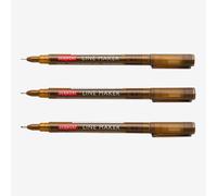 Derwent Sepia Line Maker Pens, Set of 3, Fine Liners, Mixed Nib Size, Fast-Drying Ink, Ideal for Sketching, Writing, Illustrating and Colouring, Professional Quality, 2305561