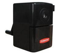 Derwent Manual Plastic Helical Desktop Sharpener, Super Point Mini, Sliding Tray Reservoir & Desk Clamp, Professional Quality, 2302000,Black, pack of