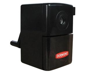 Derwent Manual Plastic Helical Desktop Sharpener, Super Point Mini, Sliding Tray Reservoir & Desk Clamp, Professional Quality, 2302000,Black, pack of 1