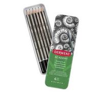 Derwent 2301945 Academy Graphite Sketching Pencils, Tin Box, 6B-5H Degrees, , Multicolor,Set of 6