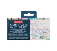 Derwent Pastel Shades Paint Set, Set of 12 Assorted Pastel Paint Pans, Includes Mini Waterbrush, 5 x Mixing Palettes, 1 x Sponge 2305865