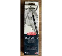 Derwent Professional Sketching Pencils Set of 6 Metal Tin Sharpener Graphite