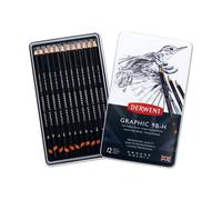 Derwent Set of 12 Graphic Pencils in Soft Degrees 9B-H, Professional Quality Graphite For All Artists - Beginners & Professionals