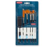 Derwent Technique Brush Set, Painting & Layering, Set Of 6, Assorted Brush Designs, Ideal For Artist Painting, Professional Quality, 2302003