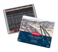 Derwent Tinted Charcoal Drawing Pencils, Drawing & Writing, Set Of 24, Watersoluble, Ideal For Blending & Smudging, Professional Quality, 2301691