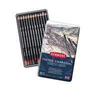 Derwent Tinted Charcoal Drawing Pencils, Set of 12, Watersoluble, Professional Quality, 2301690