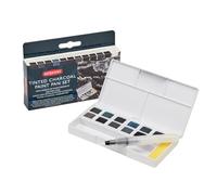 Derwent Tinted Charcoal Paint Pan Set, 12 Paints, Professional Quality, Water Soluble, Blendable, Portable, Includes Palettes, Mini Waterbrush & Cleaning Sponge, 2305872