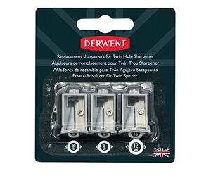 Derwent Twin Hole Sharpener, Set of 3, Replacement Battery Operated , Professional Quality, 2302353