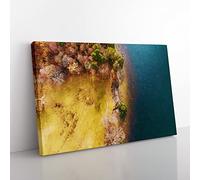 Derwent Water In Keswick Cumbria Modern Art Canvas Wall Art Print Ready to Hang, Framed Picture for Living Room Bedroom Home Office Décor, 76x50 cm (30x20 Inch)