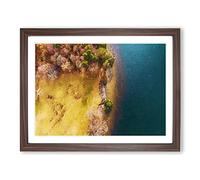 Derwent Water In Keswick Cumbria Modern Art Framed Wall Art Print, Ready to Hang Picture for Living Room Bedroom Home Office Décor, Walnut A2 (64 x 46 cm)