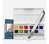 Derwent Watercolour Paint Pan 12 Set, Set of 12, Half Pan Size, Water-Soluble, Ideal for Painting, Professional Quality, Travel Size, 2306323