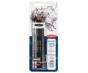 Derwent Watersoluble Graphitone Sampler Kit, Set of 6 Includes Graphitone Graphite Sticks, Graphic Pencils and Graphite Blocks Plus Eraser and Sharpener, Professional Quality, 0700662