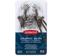 Derwent34214 Graphic Medium Graphite Drawing Pencils, Set of 12, Professional Quality, Black