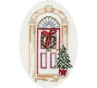 Derwentwater Designs Christmas Door Cross Stitch Card Kit