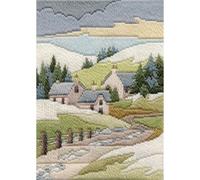 Derwentwater Designs Cottages Winter Long Stitch Kit Multi-coloured,17cm x 24cm
