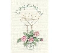 Derwentwater Designs Rose and Champagne Greeting Card Cross Stitch Kit