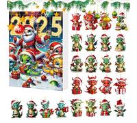Derwrtup 2025 Christmas Advent Dragon - 2D Acrylic Ornament 24 Days Countdown Calendar - Christmas Tree Ornament - For Children Adults Stocking Gifts Family Party Gift Car Rear View Mirror
