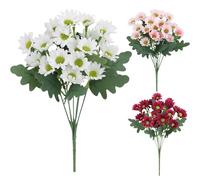 Derwrtup 3 Bundles Artificial Daisies Flowers - Faux Daisy Flowers - Long Stem ArtificialFlowers For Tall Vases | For Indoor Outside Hanging Garden Home Porch Wedding Photo Props Decoration