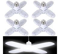 Derwrtup 4 Pieces Led Garage Lights - Led Light Bulbs for Garage - Deformable Workshop Lamp with 4 Adjustable Panels - Kitchen Ceiling Led Lighting | for Garages, Basement, Warehouse, Attic, Gym
