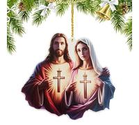 Derwrtup Acrylic Jesus House Pendant, Car Jesus Acrylic Ornaments - Nativity Scene Car Decoration, Robust Acrylic Christmas Decoration, Festive Decoration for the Birth of Jesus for Christian