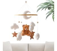 Derwrtup Baby Crib Mobile,Star Cloud Bear Crib Mobile Decor - Romantic Sensory Toy, 360 Degree Rotation for Boys Girls Toddler Kids Bassinet Bedroom