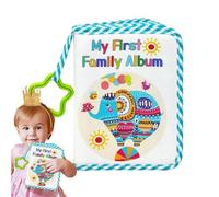 Derwrtup Baby Photo Book, Animal Pattern Soft Photo Cloth Book with Star Hook, Holds 17 Photos, Soft Cloth Cover, Keepsake Record Book for Kids
