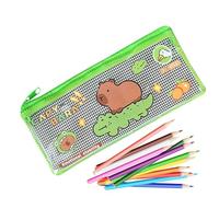Derwrtup Capybara Pencil Case, Capybara Portable Cute Pencil Case for Stationery, Cute Pen Holder Bag, Wide Opening Pen Bag for School Supplies for Teenage Girls, Crocodile Capybara, see description