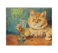 Derwrtup Cat Calendar - Cute Cats Drink Wine Planner 2025,Vertical Monthly Calendar, 12 Months Family Schedule Planner Organizer for Friends Family