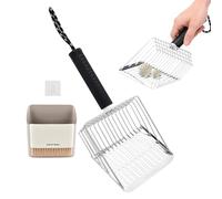 Derwrtup Cat Litter Scooper with Holder - Litter Sifter Scoop with Holder - Stainless Steel Animal Poop Sifter Kit, Fast Sifting Cleanup Tool for Bunny Chick Chicken Dogs