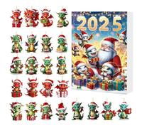 Derwrtup Christmas Dragon Advent Calendar 2025, 2D Acrylic Ornament 24 Days Countdown Calendar Christmas Tree Ornament - For Children Adults Stocking Gifts Family Party Gift Car Rear View Mirror
