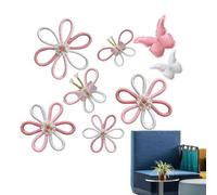 Derwrtup Daisy Boho Children's Room, Boho Daisy Wall Decoration, Boho Flowers Wall Decoration, Pack of 6 Woven Macrame Wall Hanging with Daisies and Butterflies, Wall Decoration for