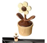 Derwrtup Dashboard Decorations - Car Dashboard Rotating Flower Decor,Wooden Artificial Plants Good Luck Ornament for Birthday Commuting Housewarming Family Outings