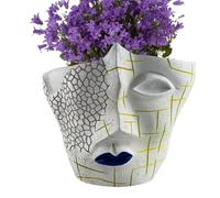 Derwrtup Face Pots for Plants - Abstract Cracked Face Flower Pot | Indoor Pots, Funny Plant Pots, Unique Flower Pots, Home Art Decor for Plants