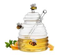 Derwrtup Glass Honey Jar - 400ML Honey Keeper - Food-Grade Transparent Bottle for Cooking Baking Baby Shower Wedding Favors Breakfast Topping Yogurt Farmers Market