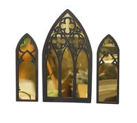 Derwrtup Gothic Mirrors for the Wall, Gothic Mirrors - Pack of 3 Wall Decoration Gothic Furniture Rustic Decorative Mirrors, Wall Mounted Cathedral Window Mirrors for Bedroom, Bathroom