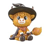 Derwrtup Halloween Highland Cow Figure Sculpture | Scottish Highland Cow Garden Gnome Art Sculpture, Resin Cow Figure Decoration Home Accessories Table Decoration Mantle Display for Halloween and