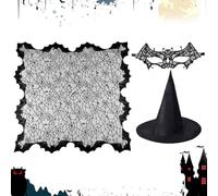 Derwrtup Halloween Spider Web Cape - Pack of 3 Halloween Black Lace Cape, Goth Party, Photo , Vampire, Stage Performance, Autumn Look