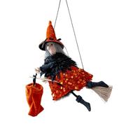 Derwrtup Halloween Witch Broom - Floating Witch Ornaments with Broom for Halloween - Decorative Garden Accessories Indoor Outdoor Party Supplies for Lawn and House