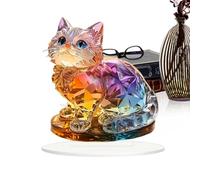 Derwrtup Kitten Acrylic Decorative Desktop Decoration, Kitten Desktop Standing Decoration, 2D Cat Desktop Decoration, Flat Decorative Sign, Standing Animal Ornament, Colourful Table Ornament for