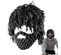 Derwrtup Punk Style Knitted Hat with Beard - Punk Knitted Headpiece - Holiday Cosplay Hat, Pour Stimulation Contre L'Ennui, Enrichissement, Éducation Et Cage, darkgray