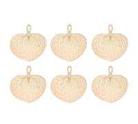 Derwrtup Raffia Hand Fan - Natural Palm Leaves Hand Fan Pack of 6 | Woven Art Decoration for Home Wall Table at Festival